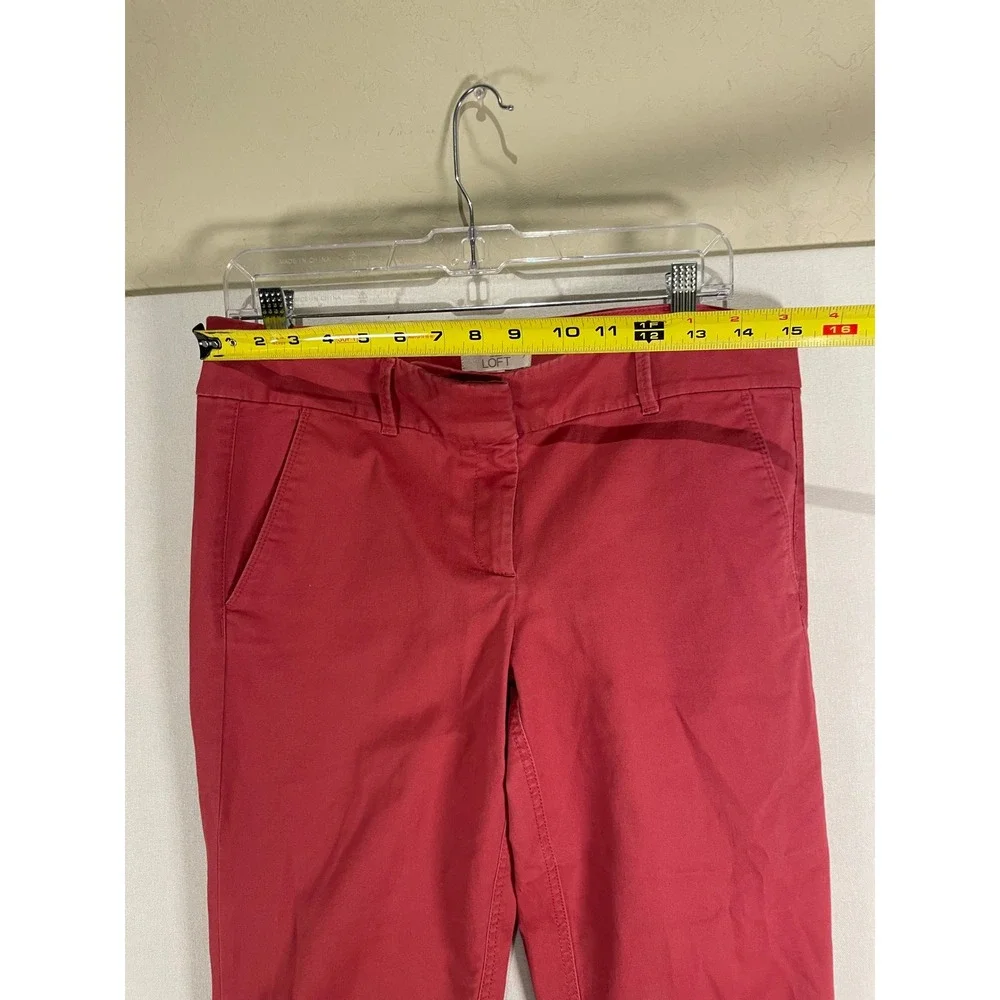 Ann‎ Taylor Loft Marisa Fit Pants Red Coral Straight Leg Chino Trousers Womens 8